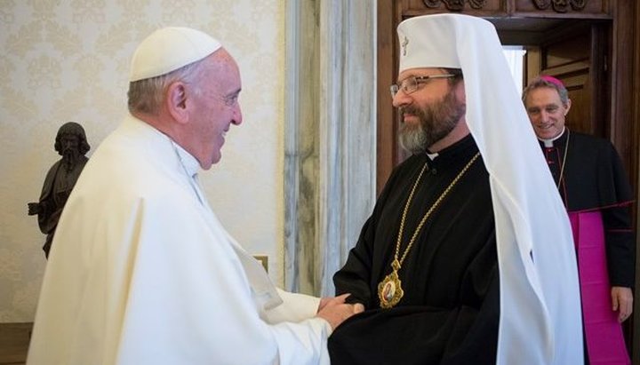 Pope Francis and the head of the UGCC Sviatoslav Shevchuk