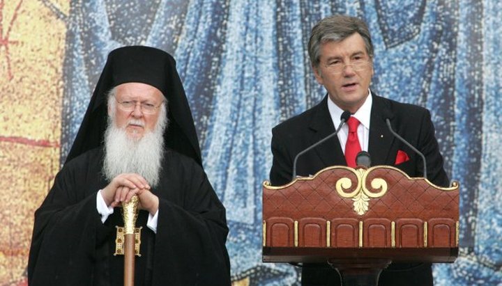 Viktor Yushchenko and Patriarch Bartholomew at the meeting in 2008