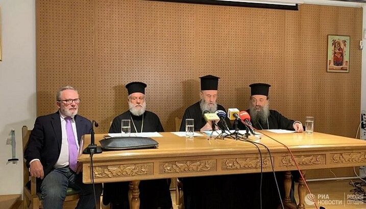 The official announcement of the results of the Bishops’ Council of the Greek Orthodox Church. Photo: RIA Novosti