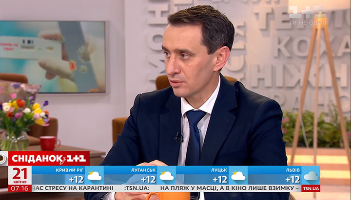 Chief Sanitary Doctor of Ukraine, Deputy Minister of Health Viktor Liashko. Photo: a screenshot of the video on the "Snіdanok z 1 + 1" YouTube channel 