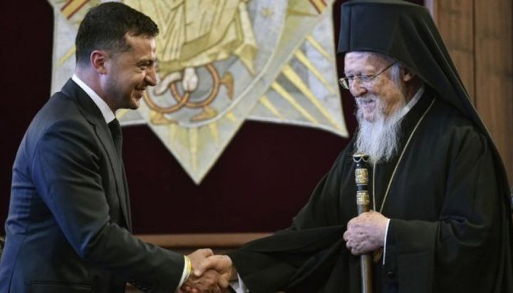 Patriarch Bartholomew and Vladimir Zelensky. Photo: BBC