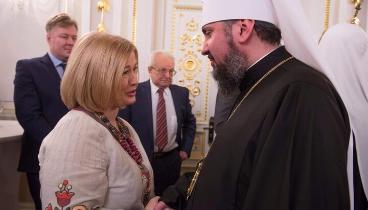 MP Iryna Gerashchenko and the head of the OCU Epifaniy Dumenko. Photo: facebook.com/iryna.gerashchenko