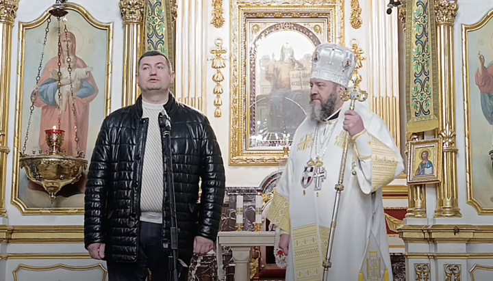 Head of Volyn Regional Military Administration Hryhoriy Nedopad delivers a sermon at Volyn OCU Cathedral Photo: Screenshot from the YouTube channel of the Volyn Diocese of the OCU