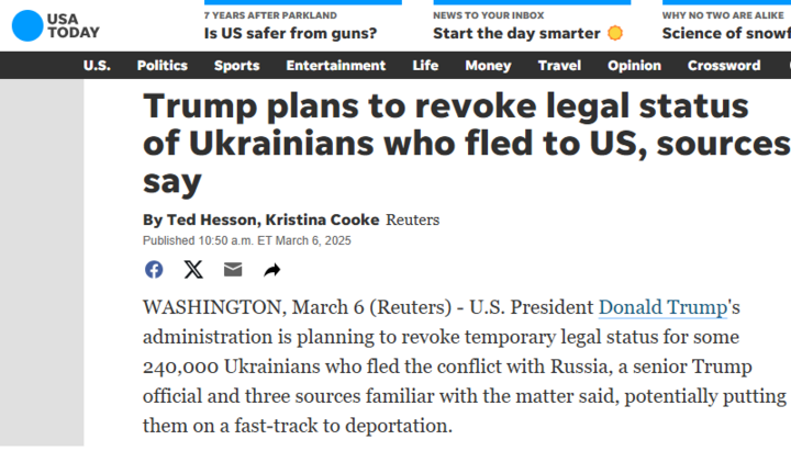 White House Has No Intention of Deporting Ukrainian Refugees