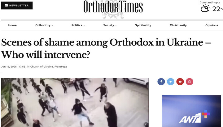 Screenshot from the Orthodox Times article. Photo: orthodoxtimes.com