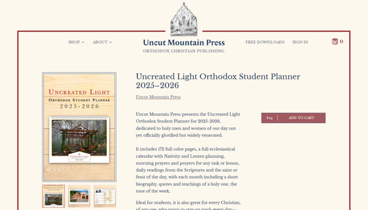 Uncut Mountain Press Launches 2025-2026 Orthodox Student Planner