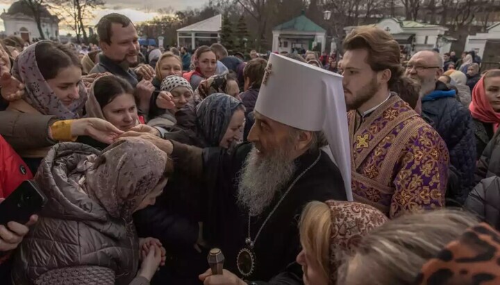 Metropolitan Onuphry at the Kyiv-Pechersk Lavra. Photo: Roman Pylypey