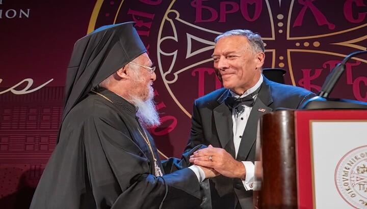 Patriarch Bartholomew and Mike Pompeo photographed in 2021. Photo: J. Mindala