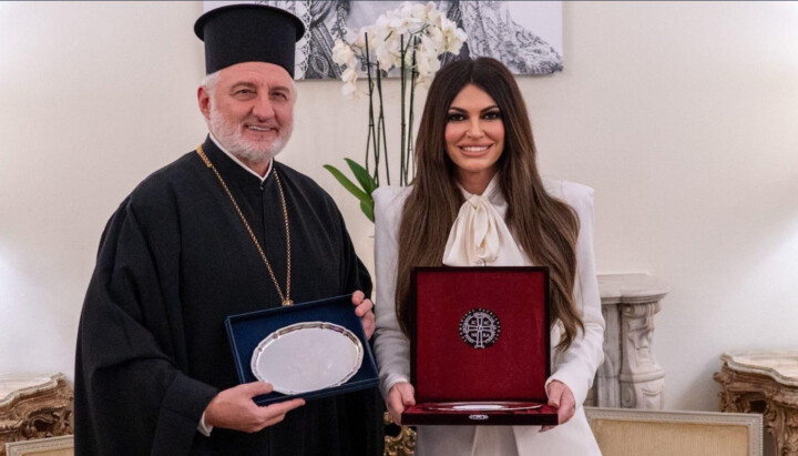 Abp. Elpidophoros and Amb. Kimberly Guilfoyle. Photo: U.S. Embassy Athens