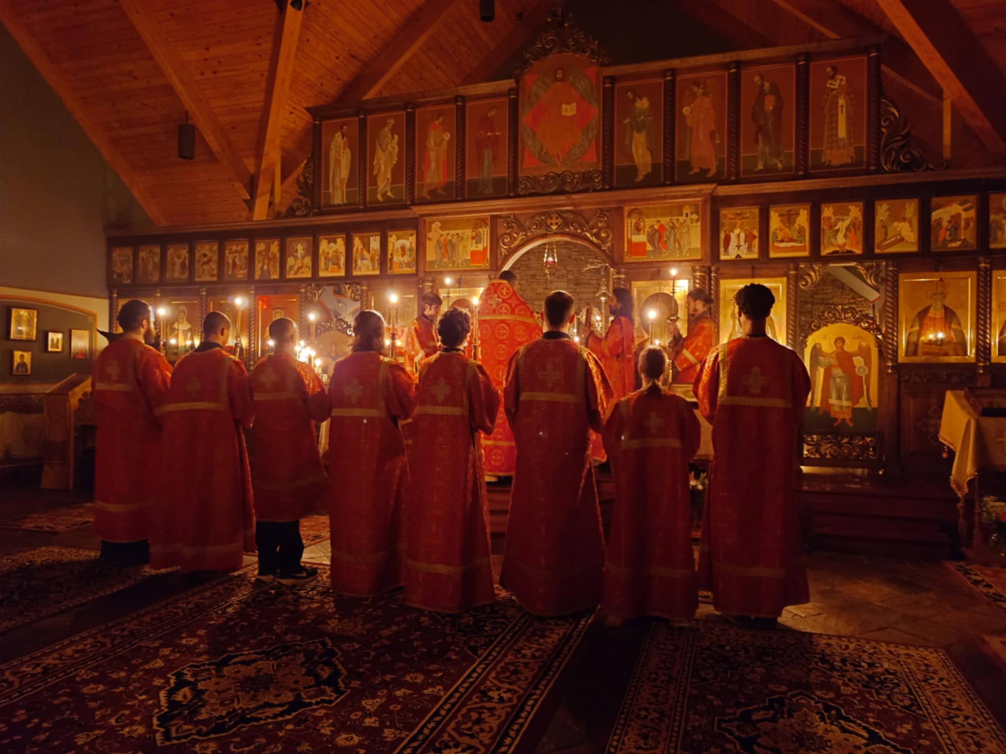First Entrance of the Midnight Liturgy for the Royal Martyrs, St Mary of Egypt of Orthodox Church, Atlanta, Georgia. I am positioned 5th from the left (4th from the right) in the lineup.